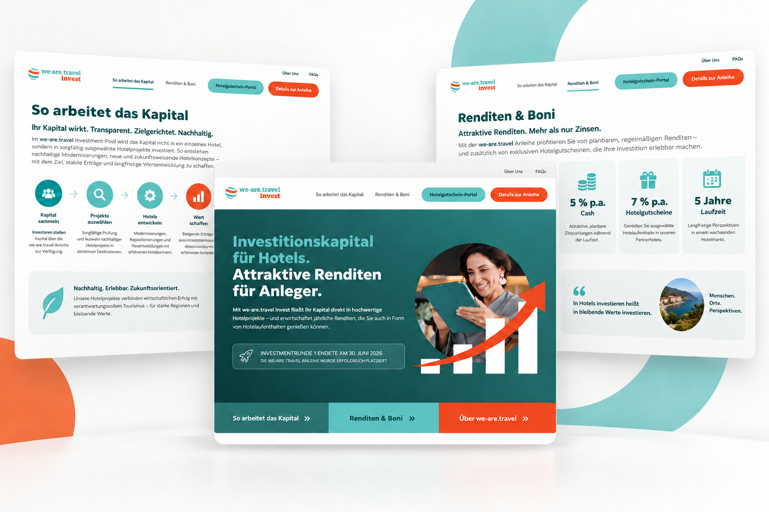 WE-ARE.TRAVEL INVEST – Website-Übersicht
