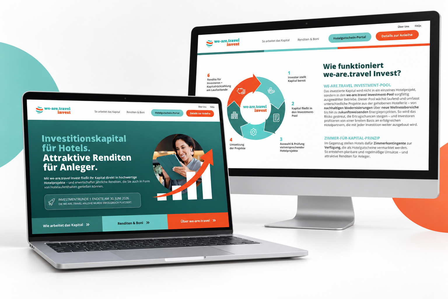 WE-ARE.TRAVEL INVEST – Website auf Desktop und Laptop