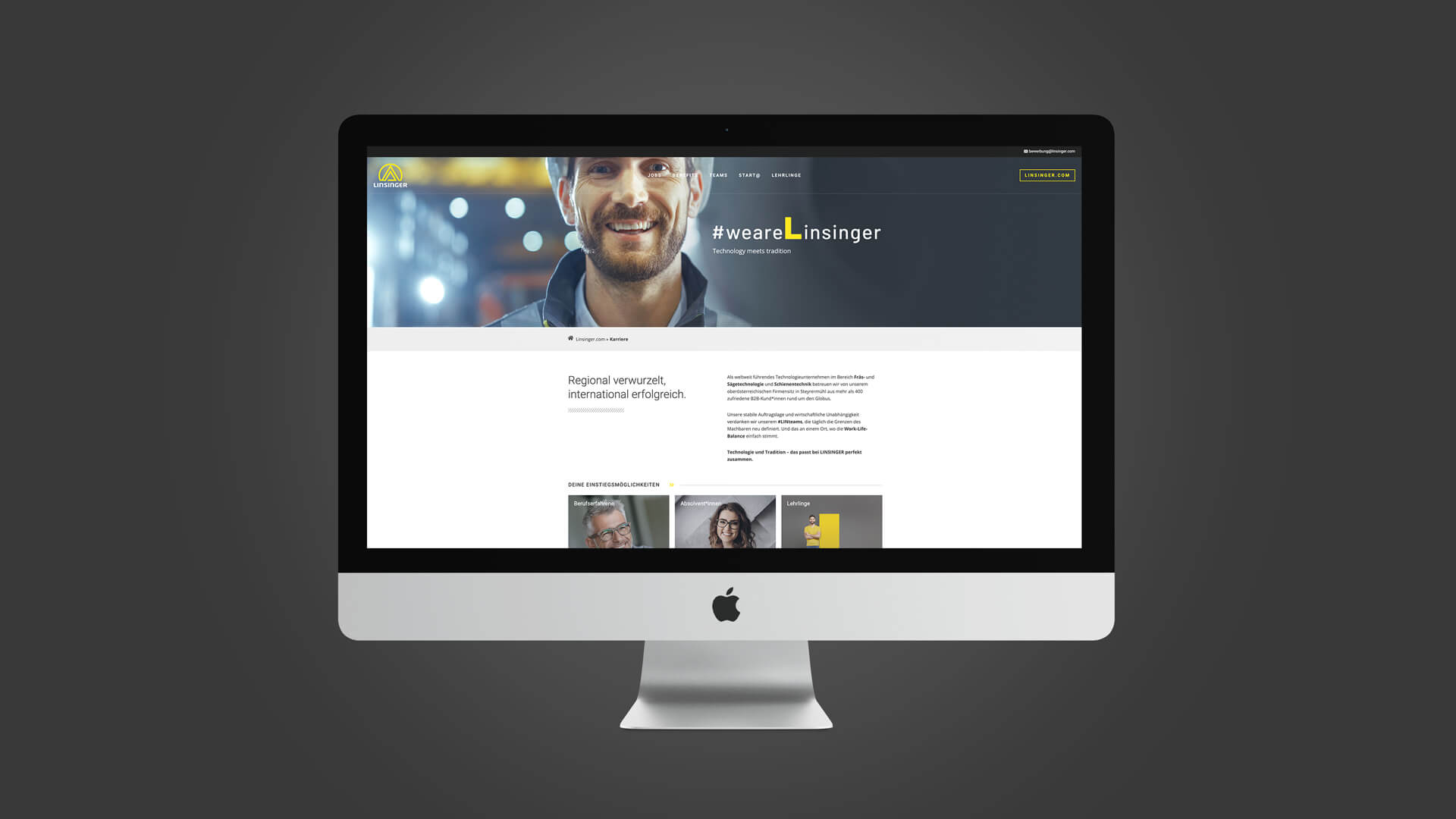 LINSINGER – Website auf iMac