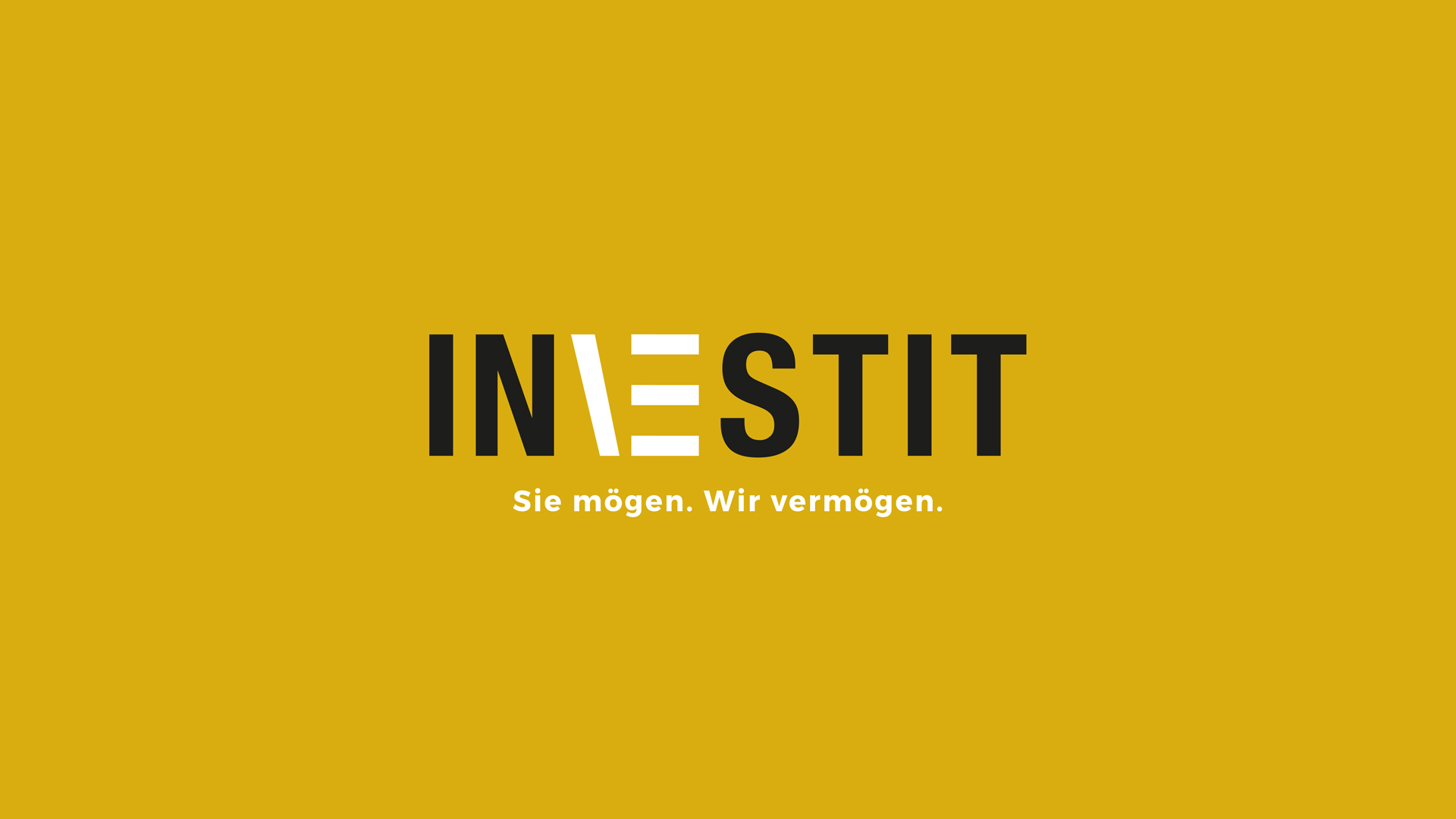 Logo von Investit in schwarzen und weissen Buchstaben auf gelbem Hintergrund