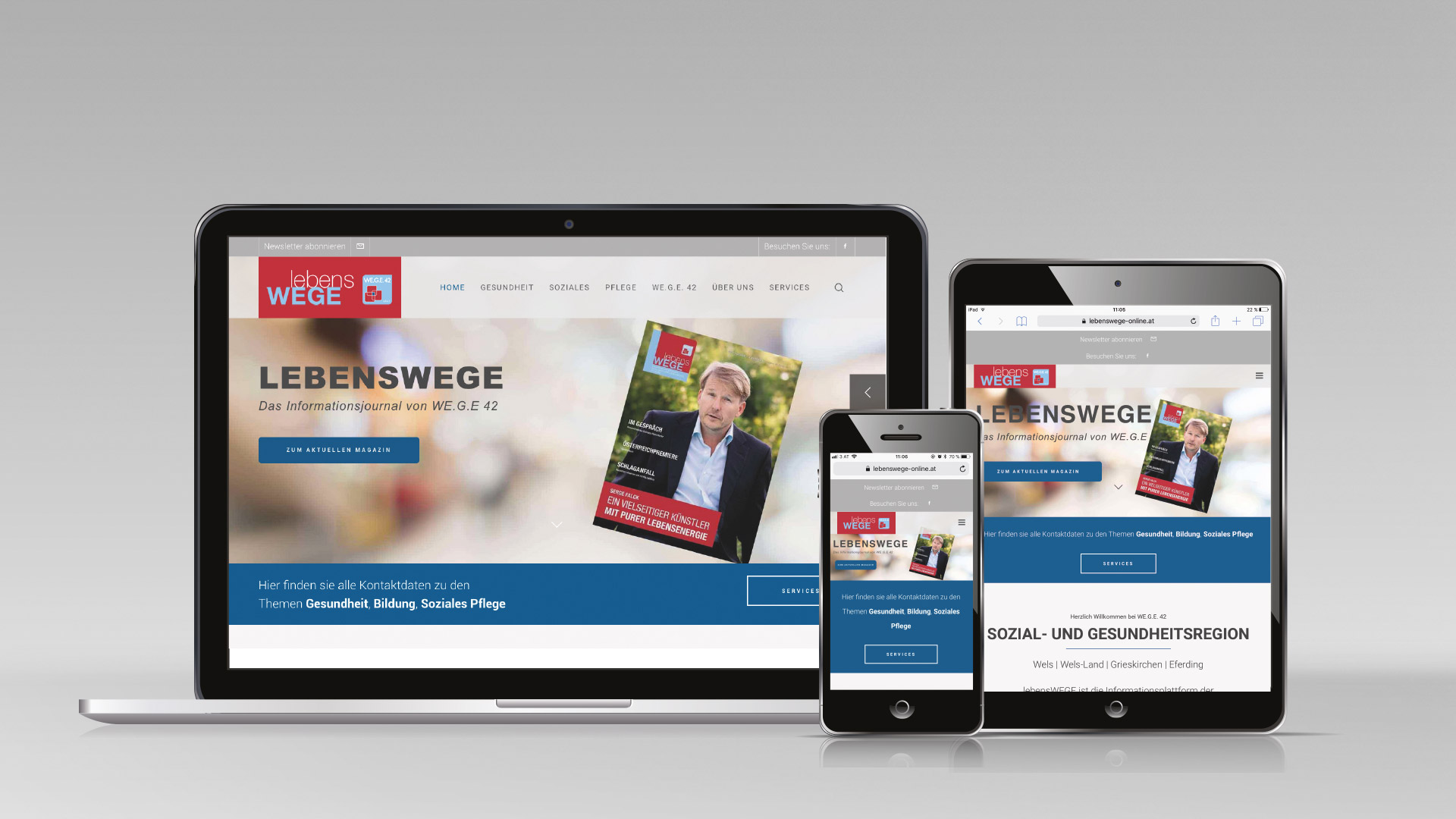 Lebenswege Webseite auf Laptop Tablet und Handy